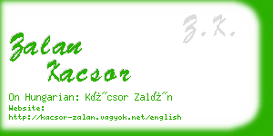 zalan kacsor business card